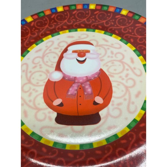 Christmas plate tray plastic Santa scarf hat red green 11" READ - Picture 4 of 5